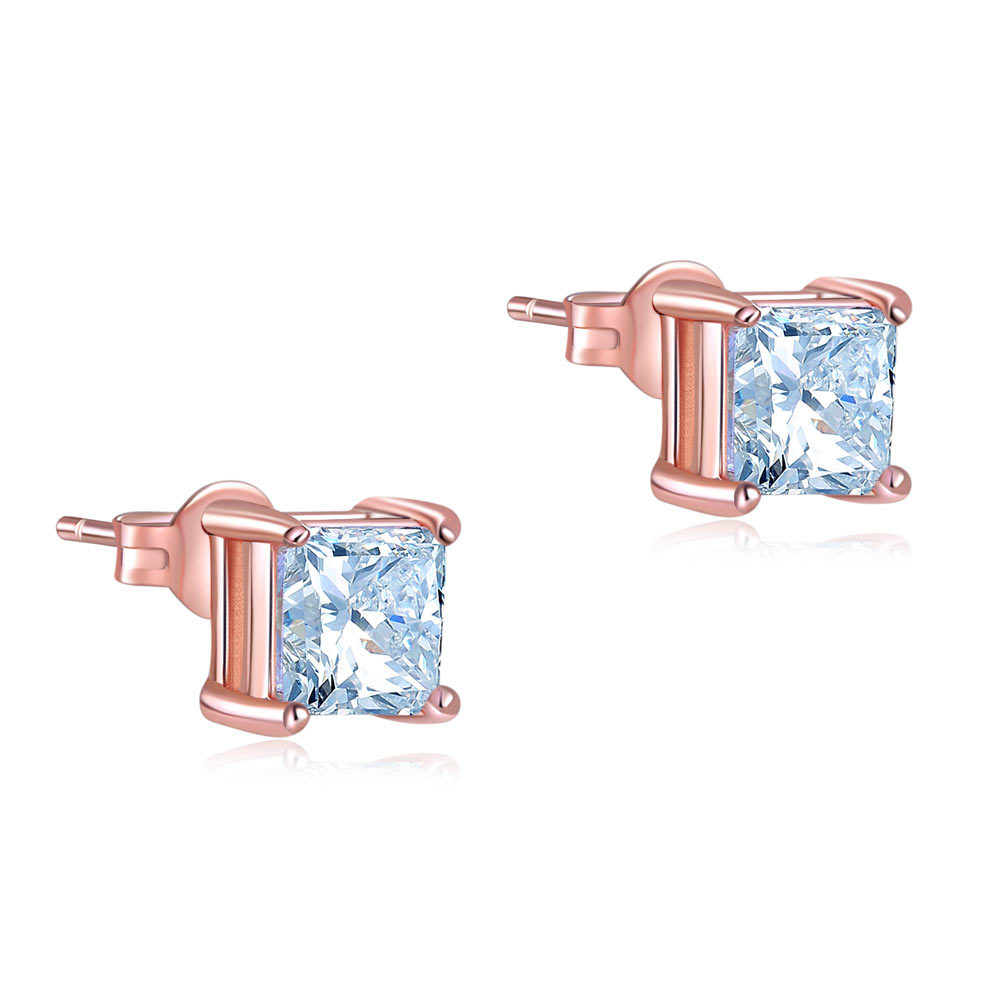 elio rose gold princess cut stud earrings by revert holiday jewellery jewelry present birthday gift everyday casual wear