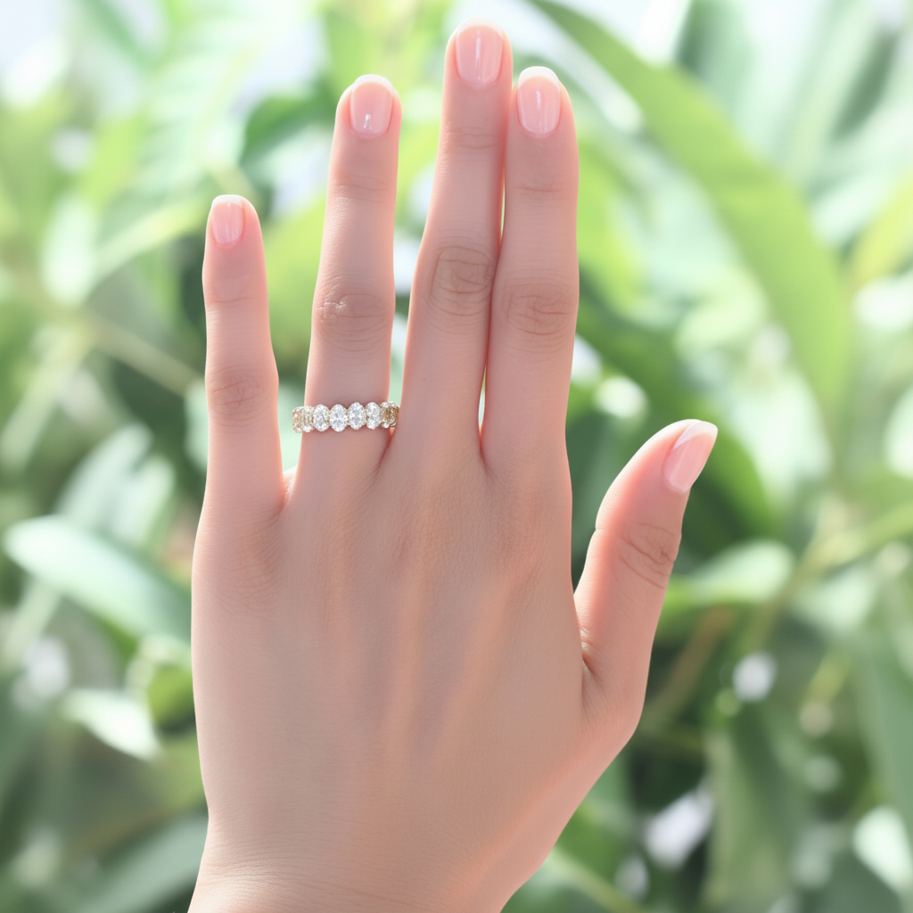 veya gold oval cut eternity ring by revert holiday jewellery jewelry present birthday gift everyday casual wear