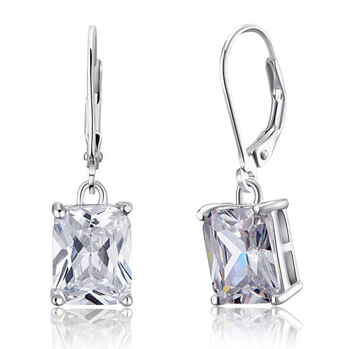 atlis silver emerald cut drop earrings by revert on side angled and straight