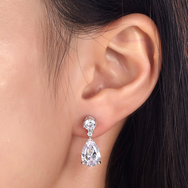 ciela silver pear cut drop earrings by revert holiday jewellery jewelry present birthday gift everyday casual wear