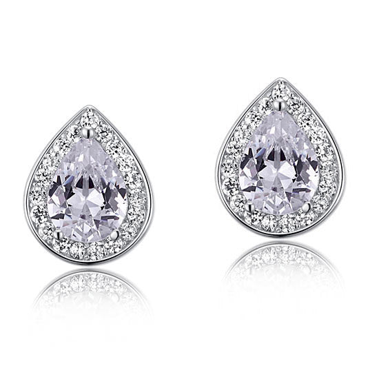 teia silver pear cut halo stud earrings by revert holiday jewellery jewelry present birthday gift everyday casual wear