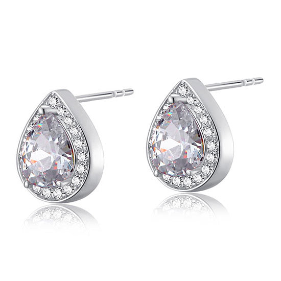 teia silver pear cut halo stud earrings by revert holiday jewellery jewelry present birthday gift everyday casual wear