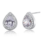 teia silver pear cut halo stud earrings by revert holiday jewellery jewelry present birthday gift everyday casual wear