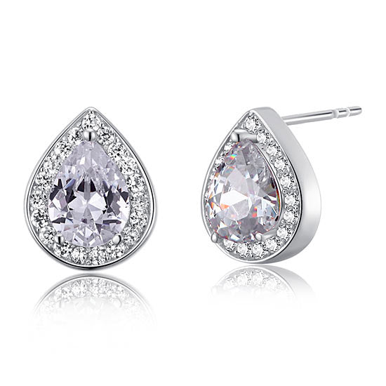 teia silver pear cut halo stud earrings by revert holiday jewellery jewelry present birthday gift everyday casual wear