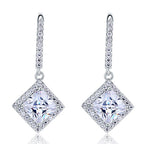 juno silver princess cut halo drop earrings by revert holiday jewellery jewelry present birthday gift everyday casual wear