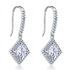 juno silver princess cut halo drop earrings by revert holiday jewellery jewelry present birthday gift everyday casual wear