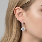 juno silver princess cut halo drop earrings by revert holiday jewellery jewelry present birthday gift everyday casual wear