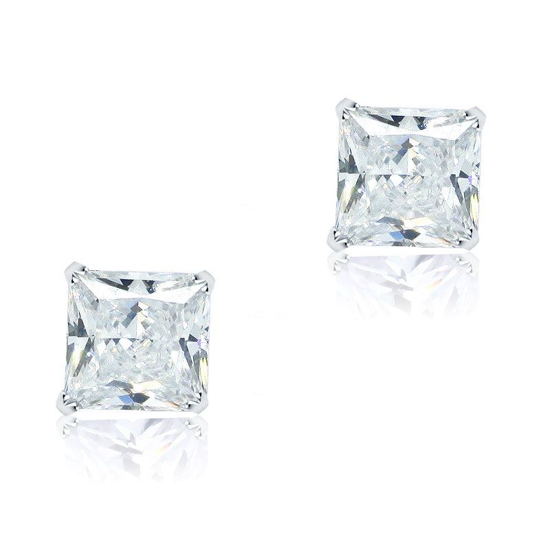 nox silver princess cut stud earrings by revert holiday jewellery jewelry present birthday gift everyday casual wear