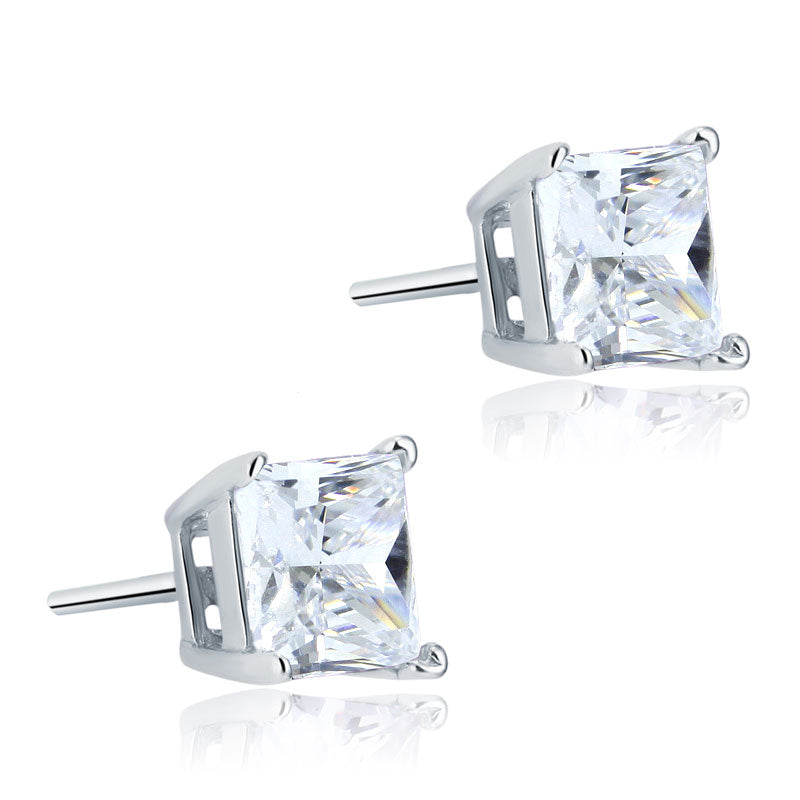 nox silver princess cut stud earrings by revert holiday jewellery jewelry present birthday gift everyday casual wear