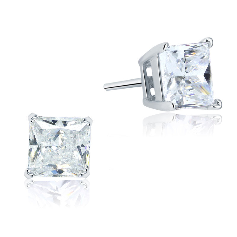 nox silver princess cut stud earrings by revert holiday jewellery jewelry present birthday gift everyday casual wear