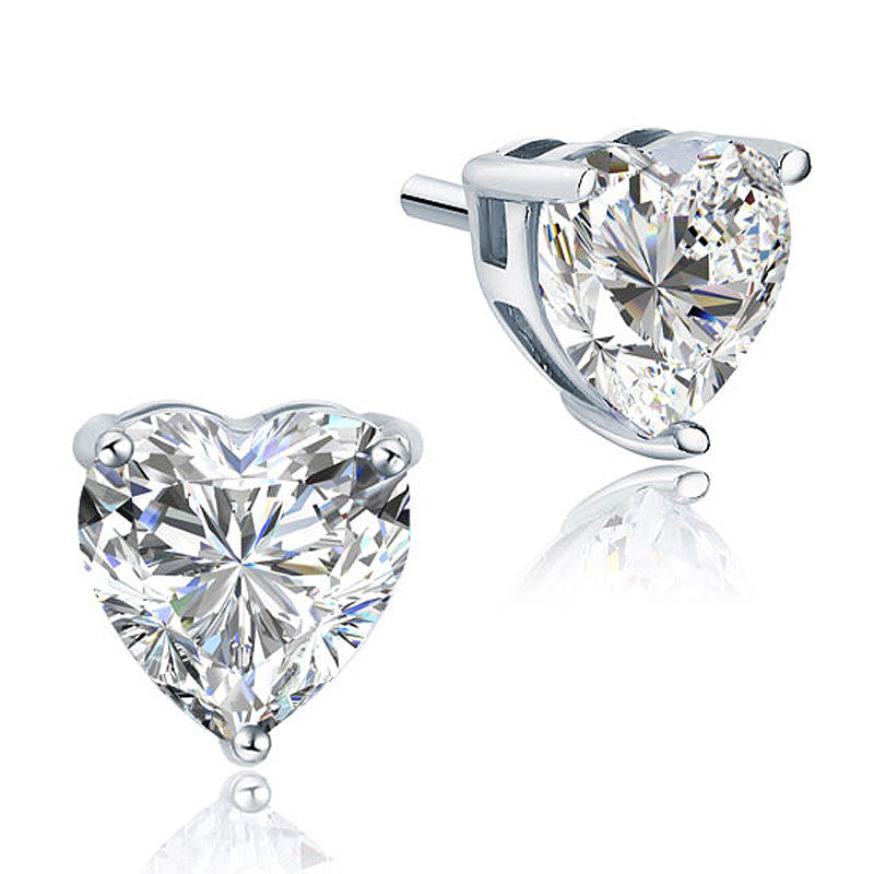aura silver heart cut stud earrings by revert holiday jewellery jewelry present birthday gift everyday casual wear