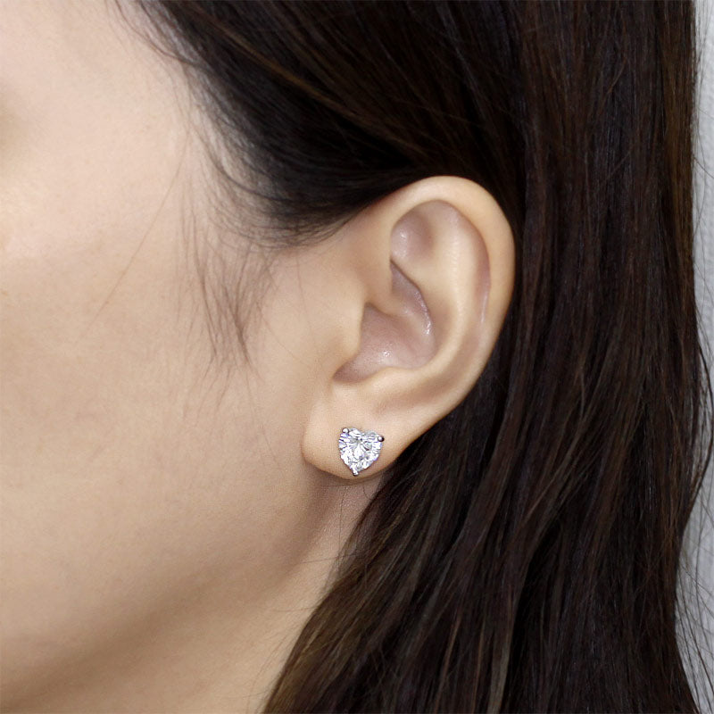 eira silver heart cut stud earrings by revert holiday jewellery jewelry present birthday gift everyday casual wear