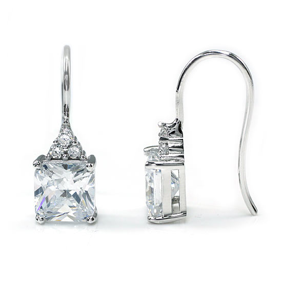 zeph silver princess cut drop earrings by revert holiday jewellery jewelry present birthday gift everyday casual wear