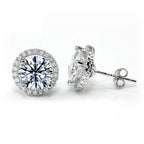 aria silver round cut halo stud earrings by revert holiday jewellery jewelry present birthday gift everyday casual wear