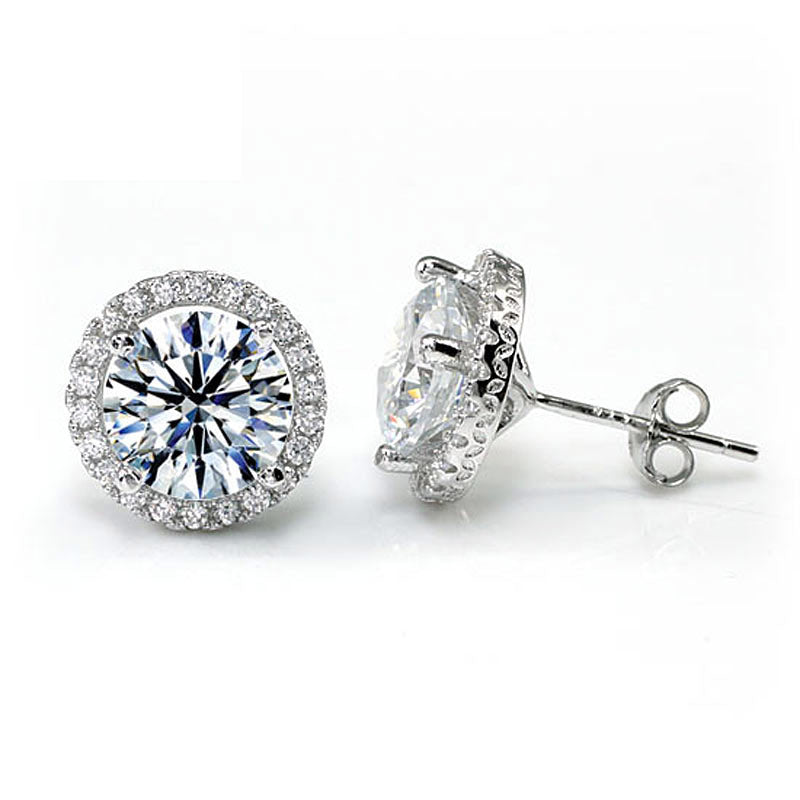 aria silver round cut halo stud earrings by revert holiday jewellery jewelry present birthday gift everyday casual wear
