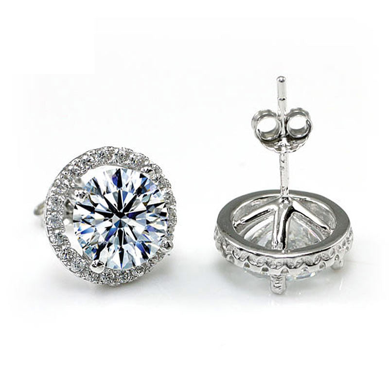 aria silver round cut halo stud earrings by revert holiday jewellery jewelry present birthday gift everyday casual wear