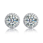 aria silver round cut halo stud earrings by revert holiday jewellery jewelry present birthday gift everyday casual wear