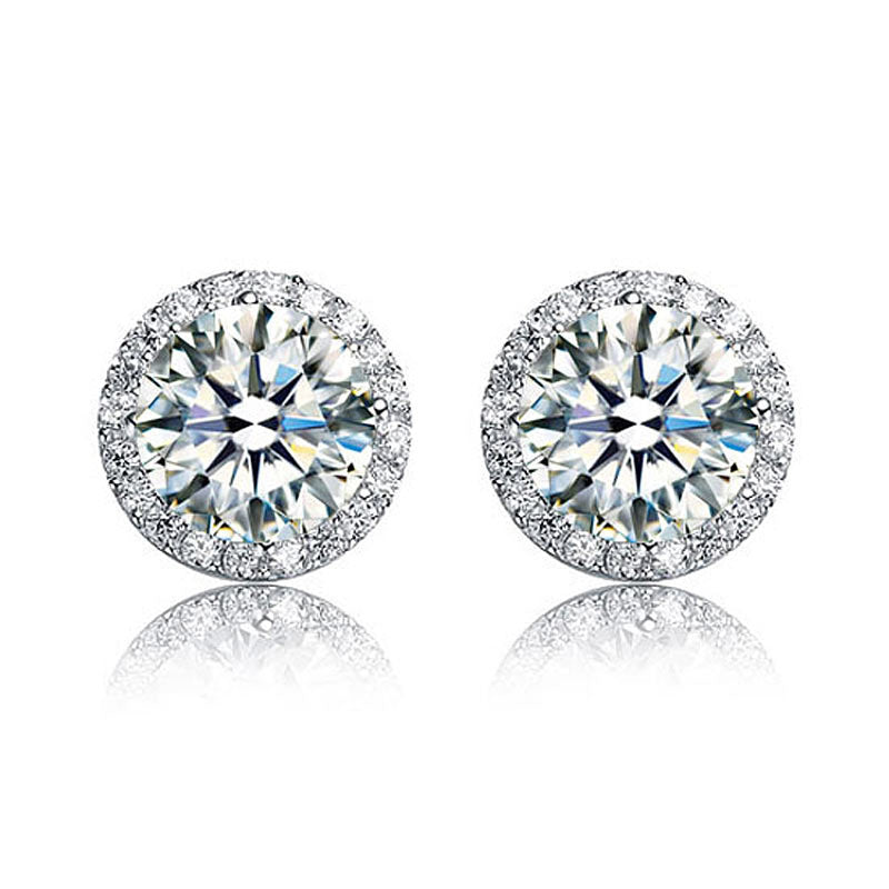 aria silver round cut halo stud earrings by revert holiday jewellery jewelry present birthday gift everyday casual wear
