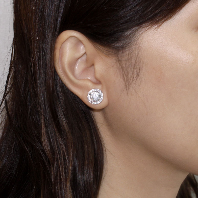 aria silver round cut halo stud earrings by revert holiday jewellery jewelry present birthday gift everyday casual wear