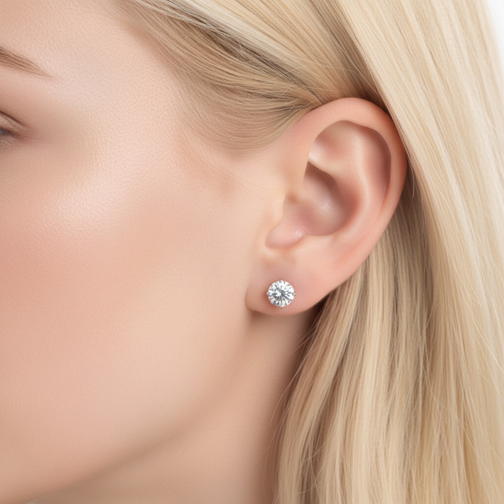 sora silver round cut stud earrings by revert holiday jewellery jewelry present birthday gift everyday casual wear