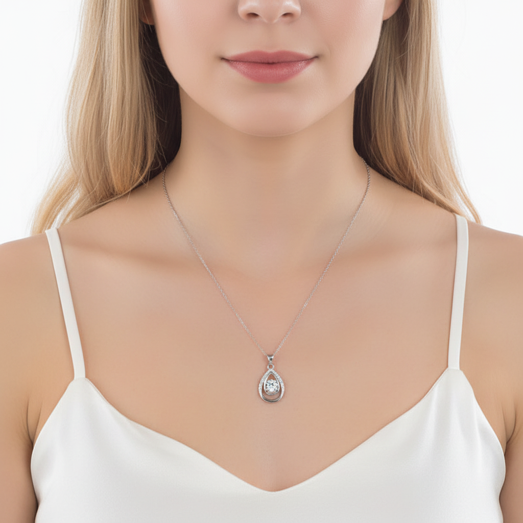 eris silver round cut teardrop pendant necklace by revert holiday jewellery jewelry present birthday gift everyday casual wear