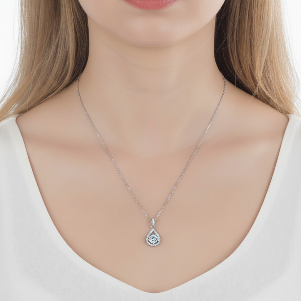 selene silver teardrop pendant necklace by revert holiday jewellery jewelry present birthday gift everyday casual wear