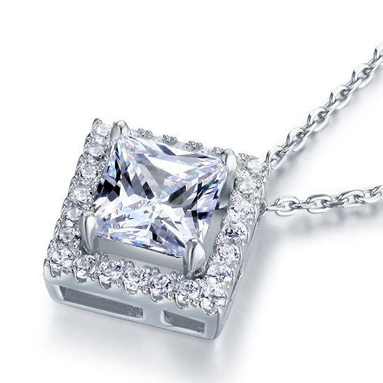 elara silver princess cut pendant necklace by revert holiday jewellery jewelry present birthday gift everyday casual wear