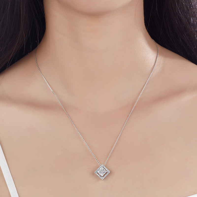 elara silver princess cut pendant necklace by revert holiday jewellery jewelry present birthday gift everyday casual wear