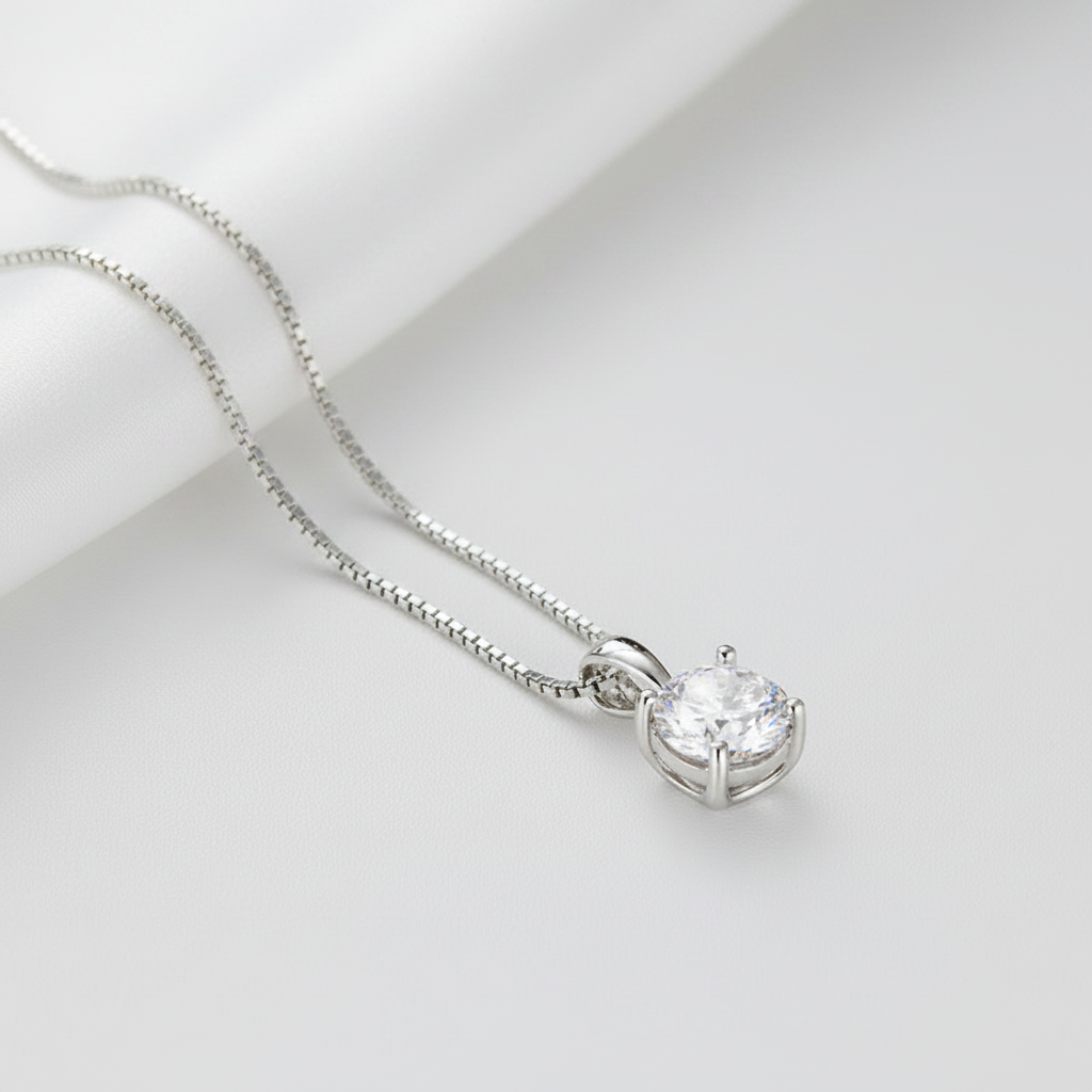 lyrae silver moissanite pendant necklace by revert holiday jewellery jewelry present birthday gift everyday casual wear