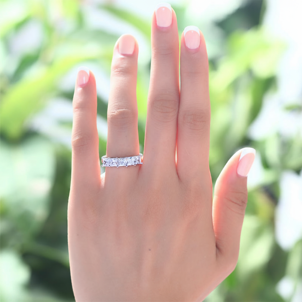 orion silver princess cut band ring by revert holiday jewellery jewelry present birthday gift everyday casual wear