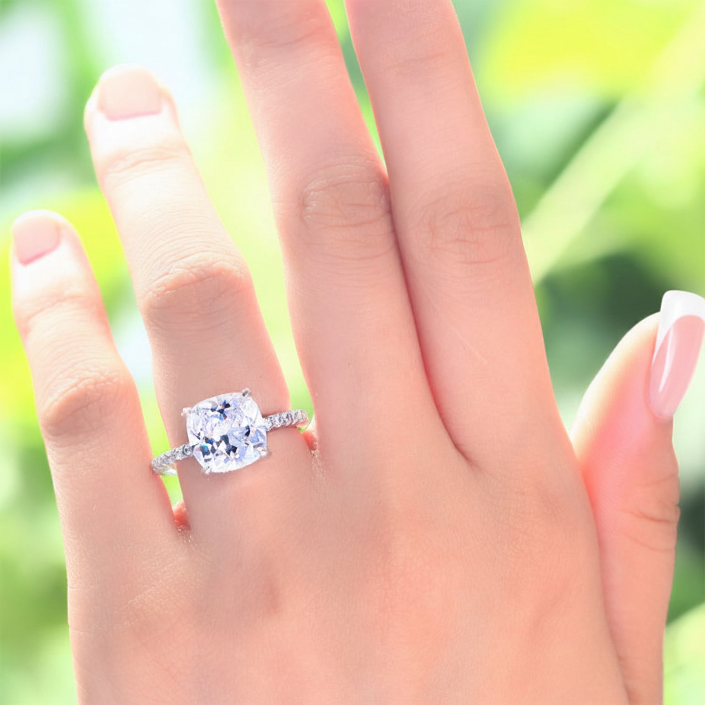 lyra silver cushion cut ring by revert holiday jewellery jewelry present birthday gift everyday casual wear