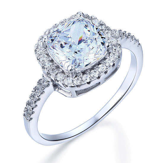ione silver cushion cut halo ring by revert holiday jewellery jewelry present birthday gift everyday casual wear