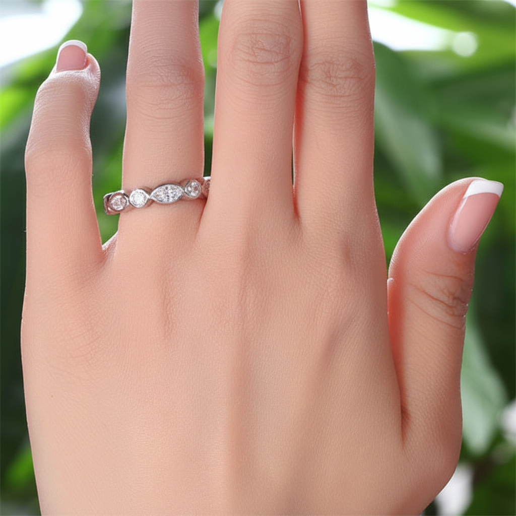 ceres silver marquise eternity ring by revert holiday jewellery jewelry present birthday gift everyday casual wear