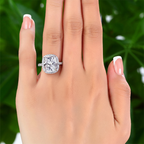 mira silver cushion cut halo ring by revert holiday jewellery jewelry present birthday gift everyday casual wear