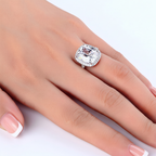 mira silver cushion cut halo ring by revert holiday jewellery jewelry present birthday gift everyday casual wear