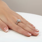 aiva silver pear cut halo ring by revert holiday jewellery jewelry present birthday gift everyday casual wear