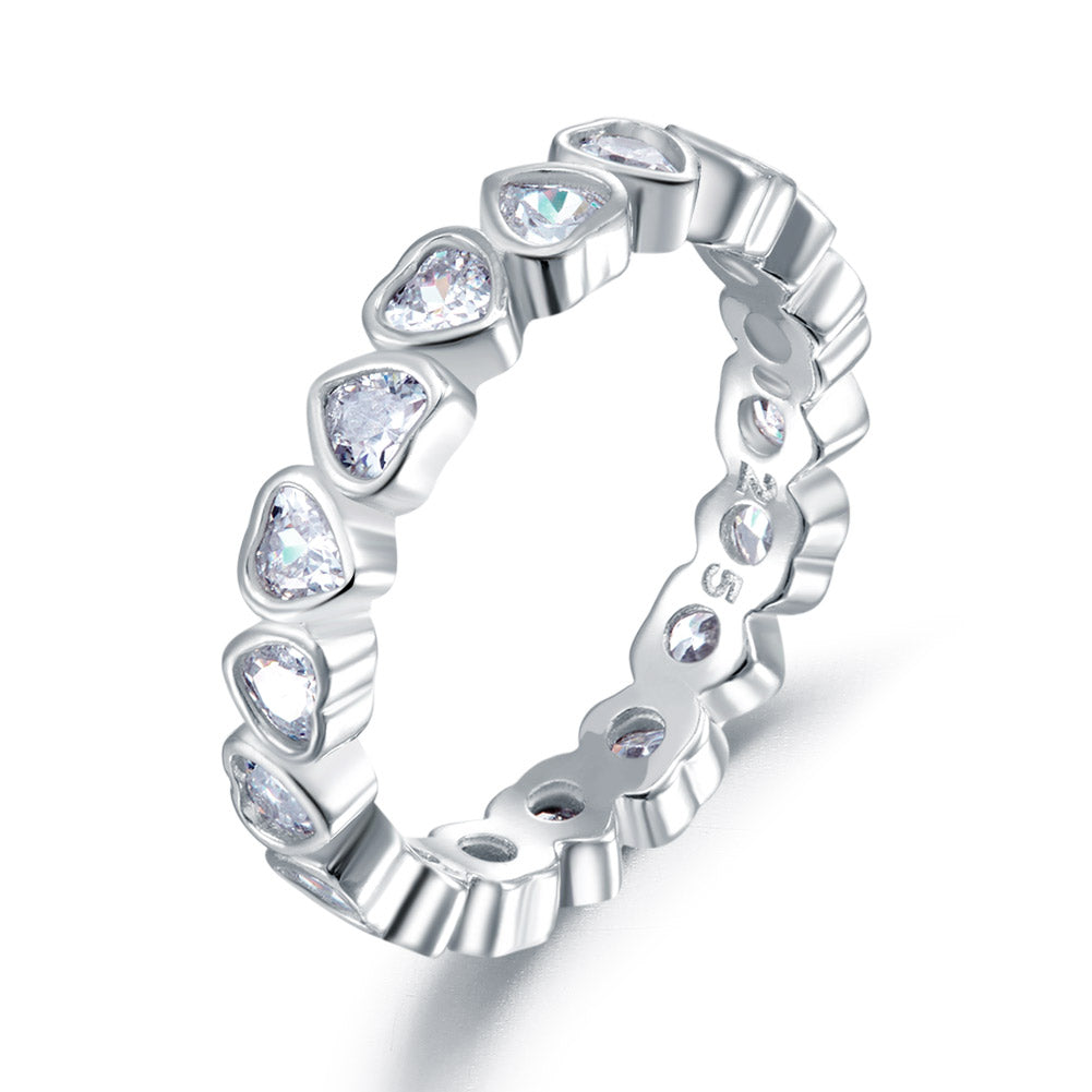rior silver heart cut eternity ring by revert holiday jewellery jewelry present birthday gift everyday casual wear