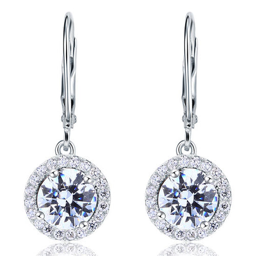 front view ares silver halo drop earrings by revert