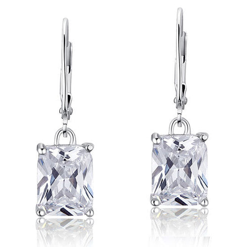 front view atlis silver emerald cut drop earrings by revert