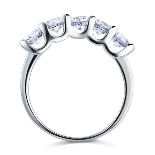 side view aster silver round cut band travel ring by revert